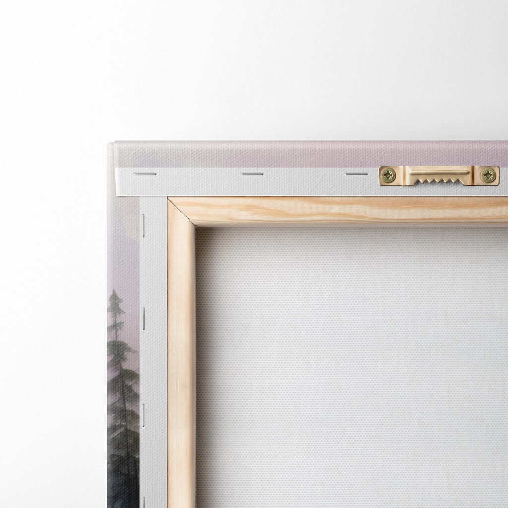 Watercolor painting of flowers and trees by a lake