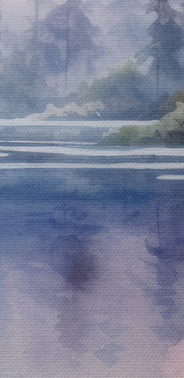 Aquarelle de fleurs et d'arbres au bord d'un lac Aquarelle de fleurs et d'arbres au bord d'un lac