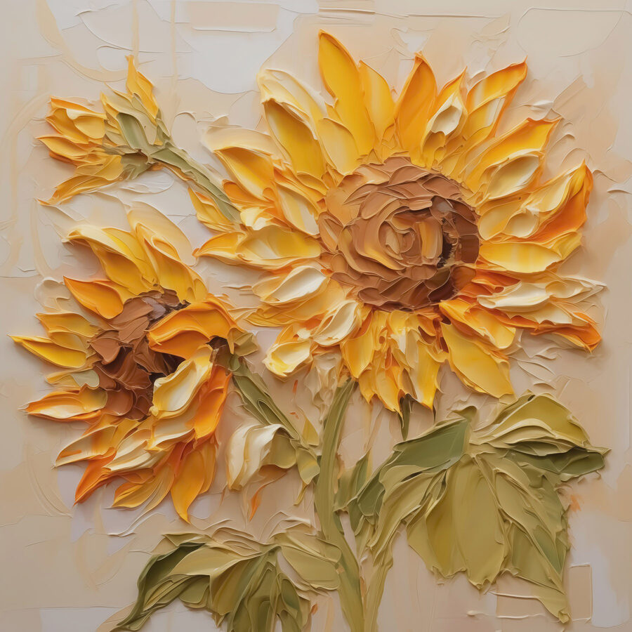 Peinture de tournesols sur une surface blanche