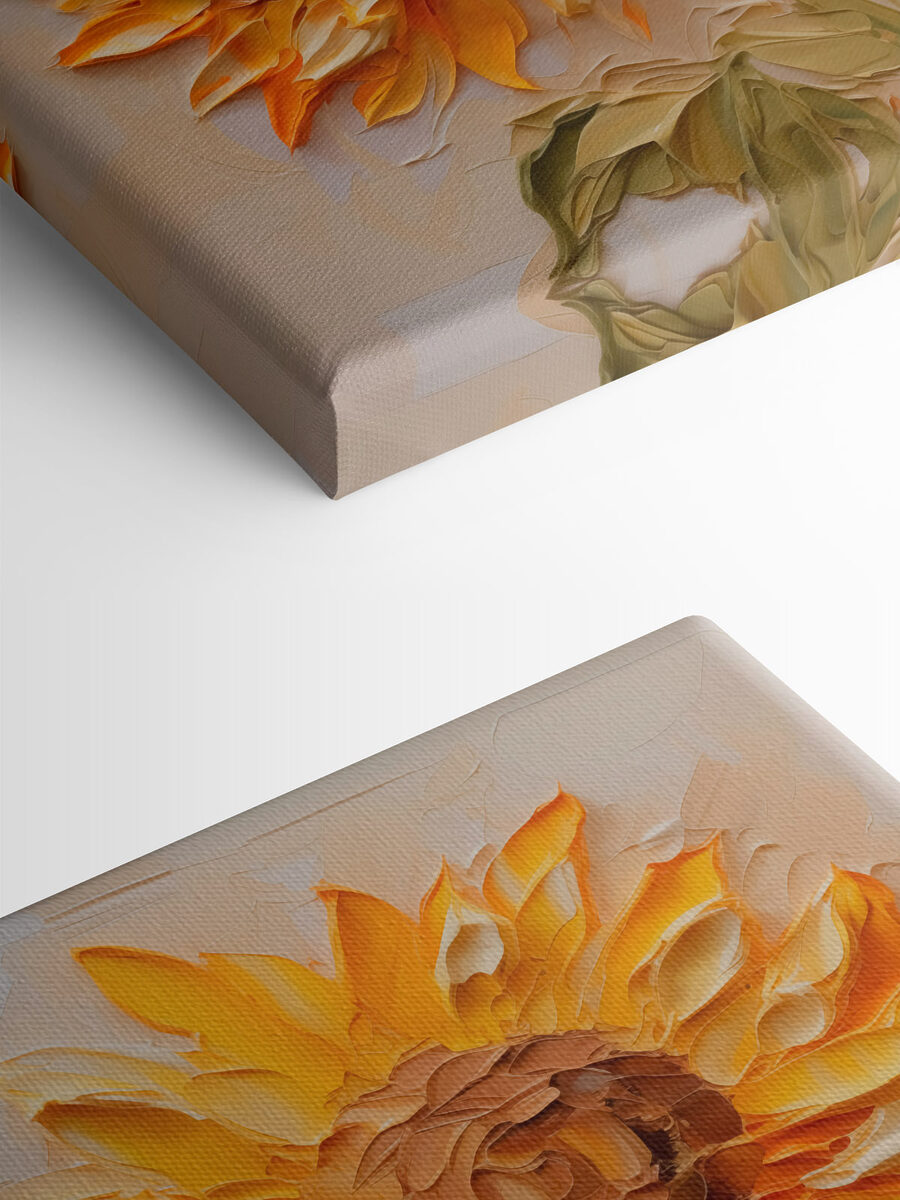 Peinture de tournesols sur une surface blanche