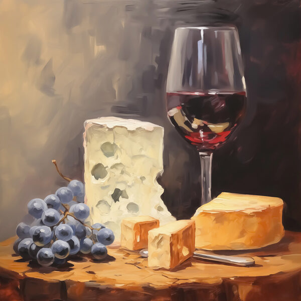 Verre de vin et fromage sur une table Verre de vin et fromage sur une table