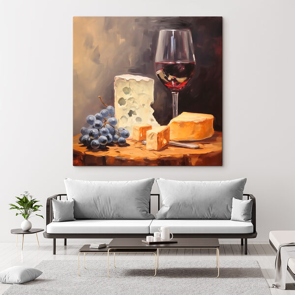 Verre de vin et fromage sur une table Verre de vin et fromage sur une table