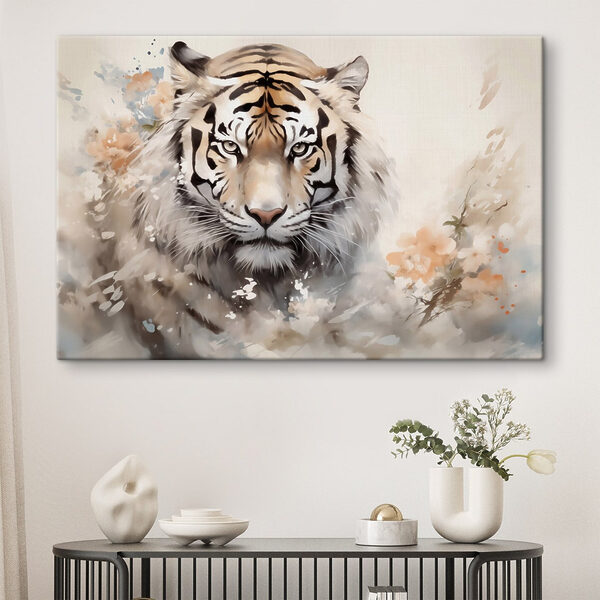 Tigre avec des fleurs en arrière-plan Tigre avec des fleurs en arrière-plan