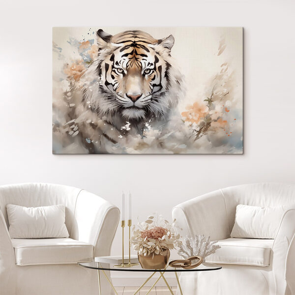 Tigre avec des fleurs en arrière-plan Tigre avec des fleurs en arrière-plan