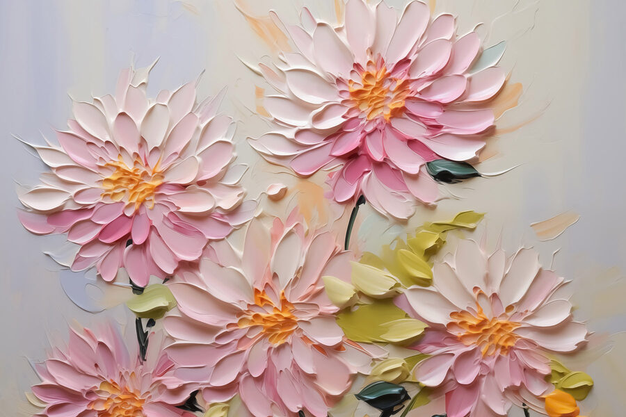 Peinture de fleurs sur une surface blanche