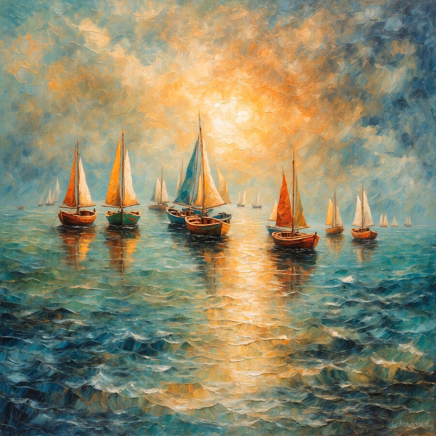 Groupe de bateaux sur l'eau