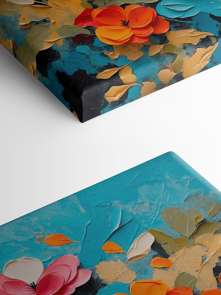 Peinture de fleurs sur une surface bleue