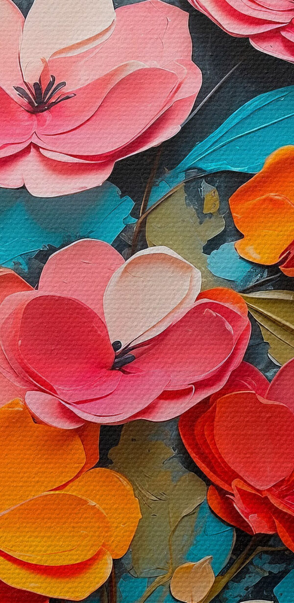 Peinture de fleurs sur une surface bleue Peinture de fleurs sur une surface bleue