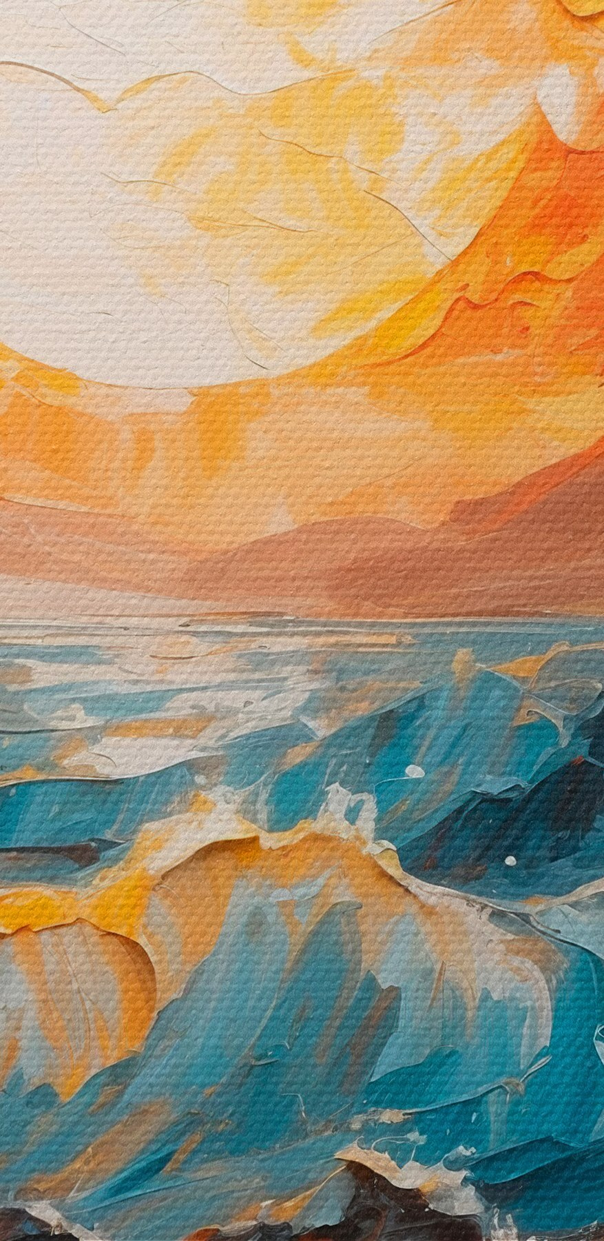 Peinture d'un coucher de soleil sur la mer