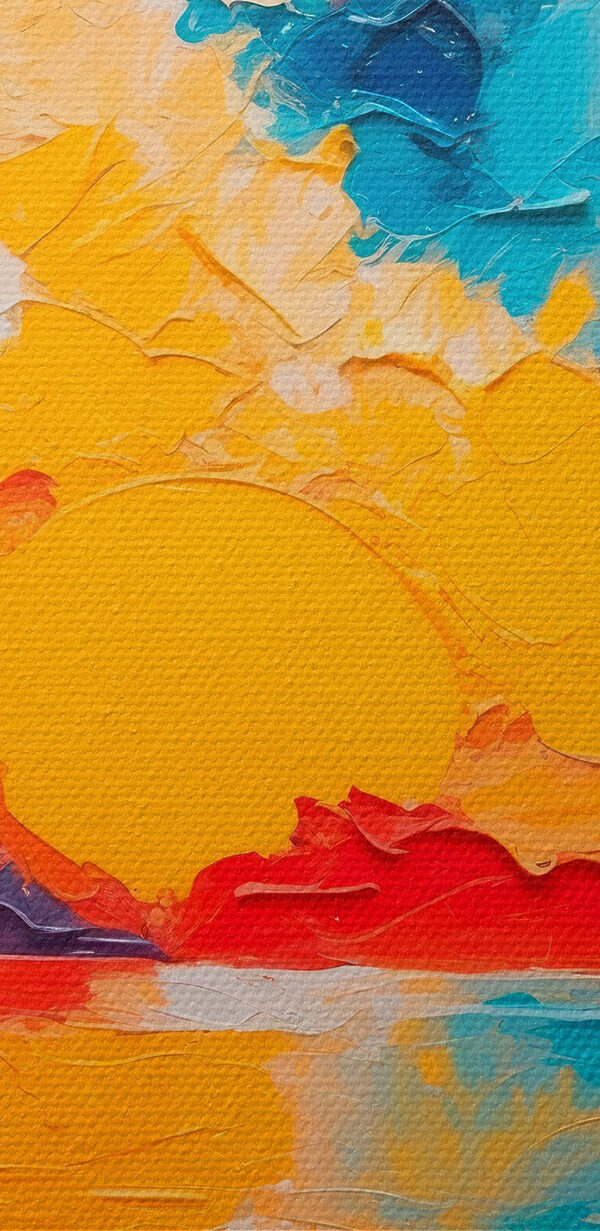 Peinture d'un coucher de soleil sur l'eau Peinture d'un coucher de soleil sur l'eau