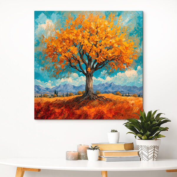 Peinture d'un arbre aux feuilles jaunes Peinture d'un arbre aux feuilles jaunes