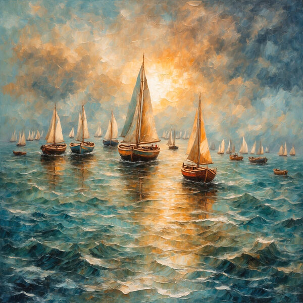 Peinture de bateaux sur l'eau Peinture de bateaux sur l'eau
