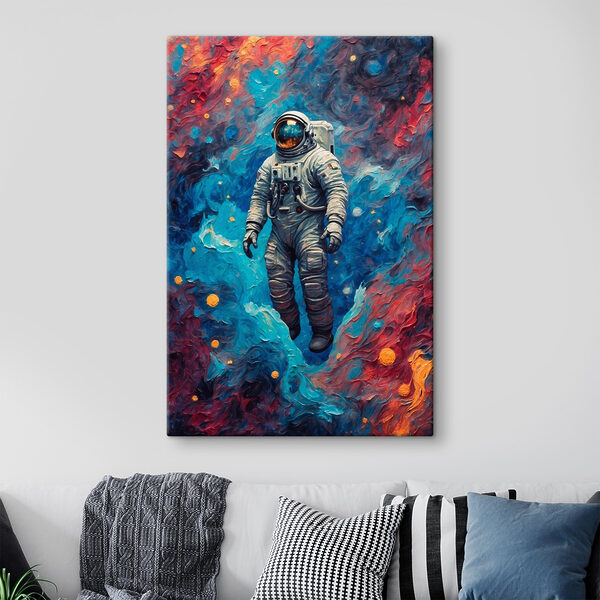 Un astronaute dans l'espace sur fond coloré Un astronaute dans l'espace sur fond coloré