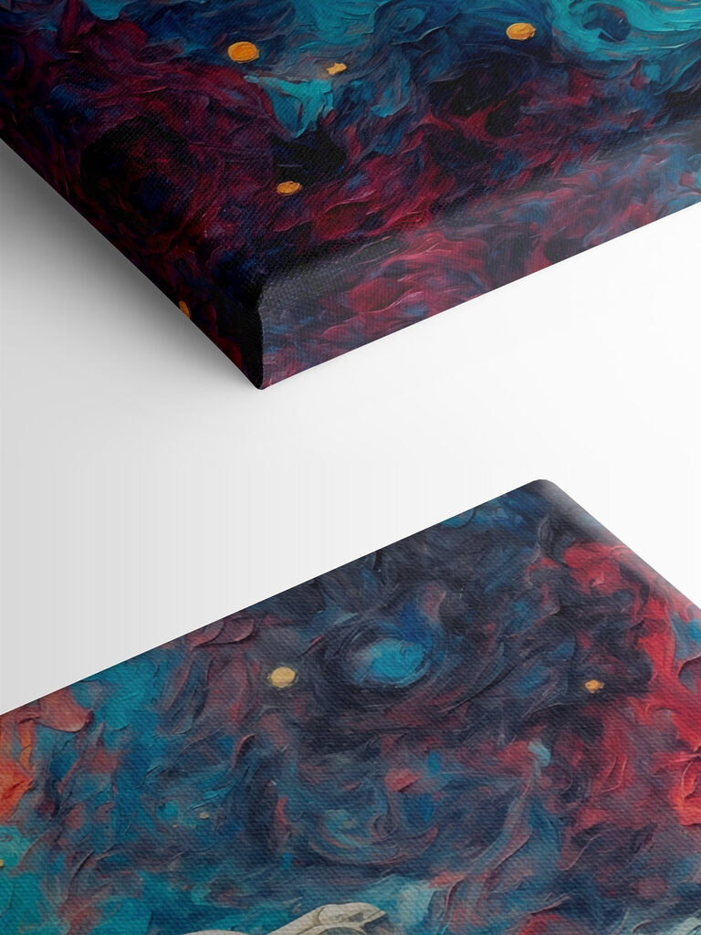 An astronaut in space with colorful background An astronaut in space with colorful background