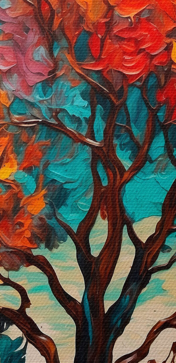 Peinture d'un arbre aux feuilles colorées Peinture d'un arbre aux feuilles colorées