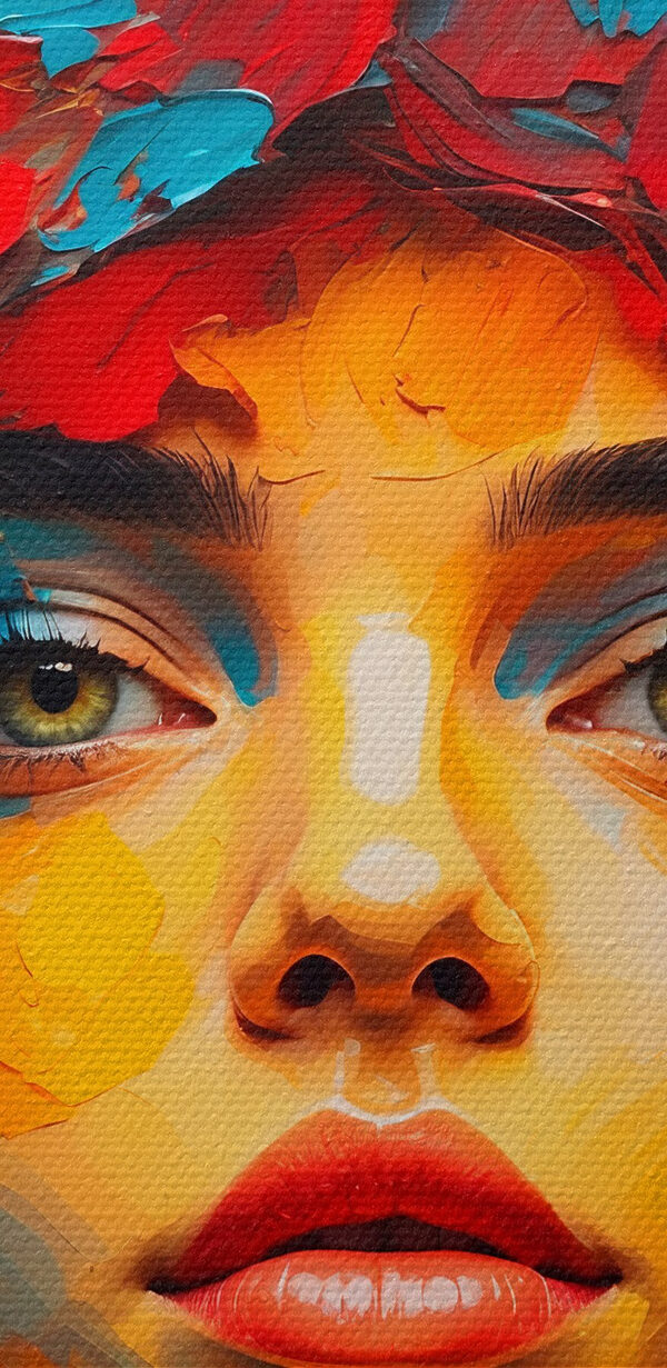 Femme avec des fleurs colorées sur la tête Femme avec des fleurs colorées sur la tête