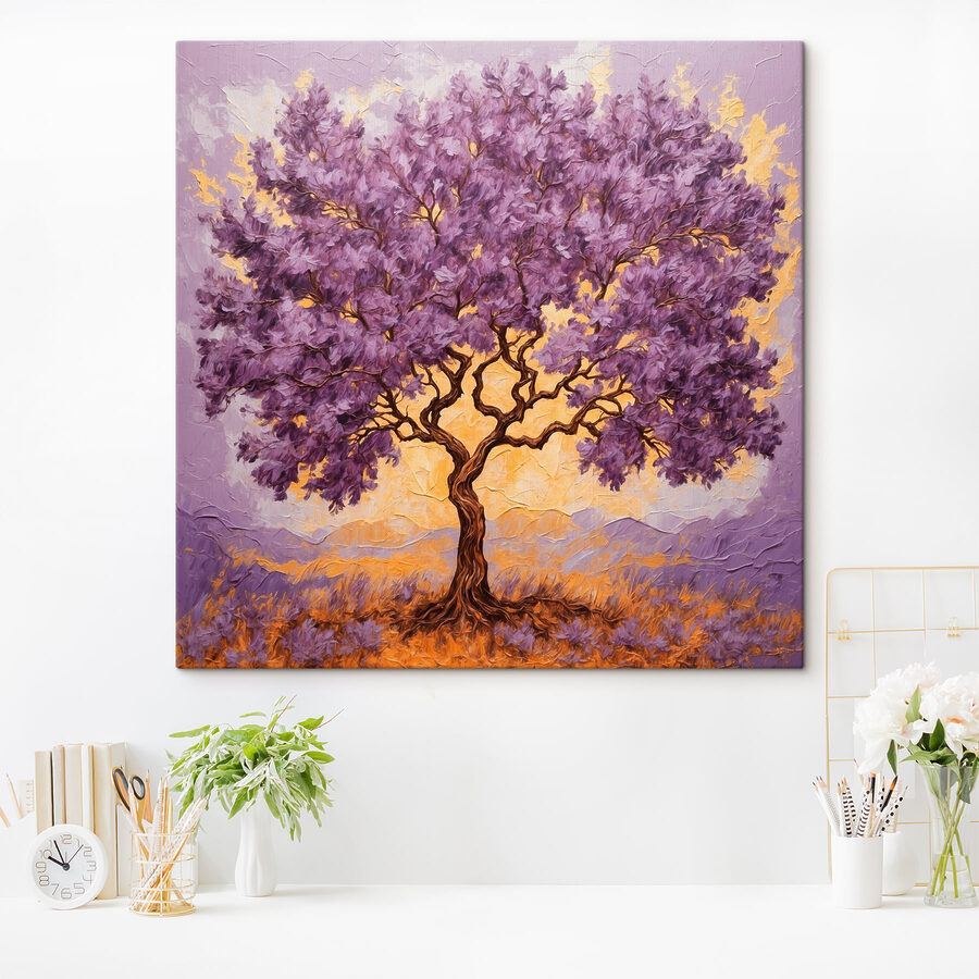 Peinture d'un arbre aux feuilles violettes Peinture d'un arbre aux feuilles violettes
