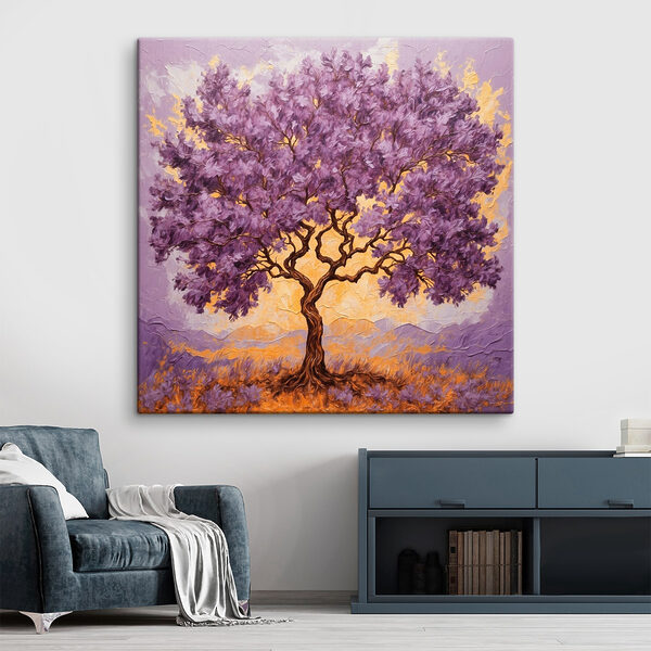 Peinture d'un arbre aux feuilles violettes Peinture d'un arbre aux feuilles violettes