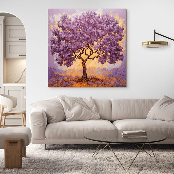 Peinture d'un arbre aux feuilles violettes Peinture d'un arbre aux feuilles violettes