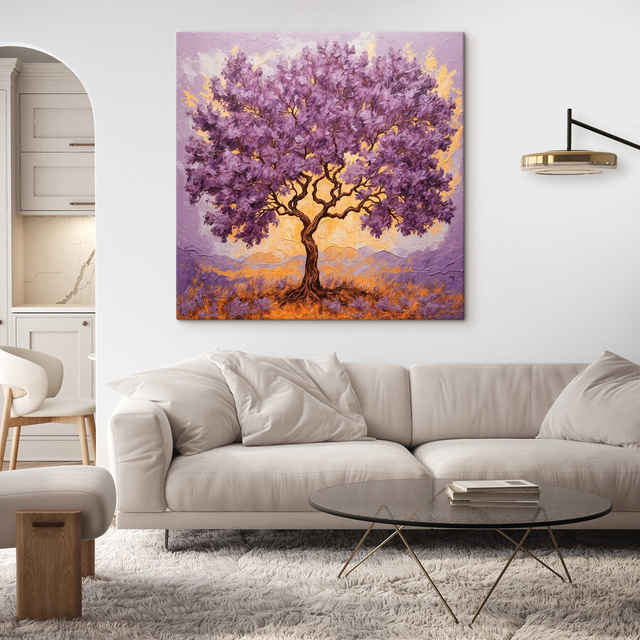 Peinture d'un arbre aux feuilles violettes Peinture d'un arbre aux feuilles violettes