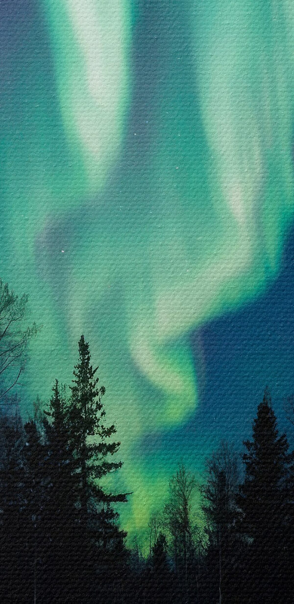 Maison dans la neige avec des lumières vertes dans le ciel Maison dans la neige avec des lumières vertes dans le ciel