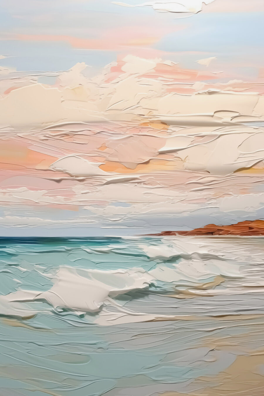 Peinture d'une plage et d'un océan Peinture d'une plage et d'un océan