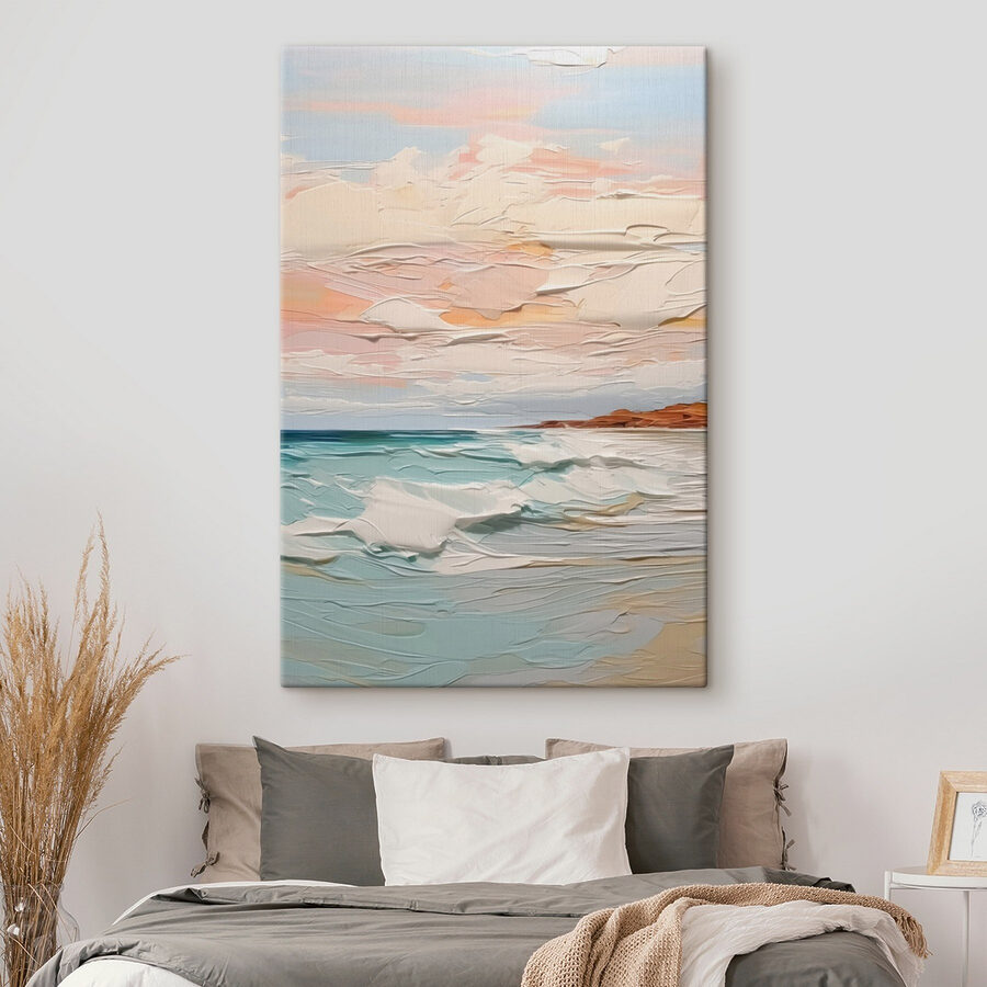 Peinture d'une plage et d'un océan Peinture d'une plage et d'un océan