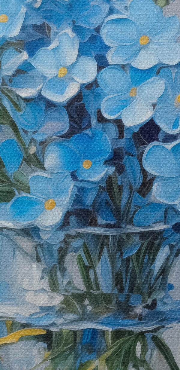 Peinture de fleurs bleues dans un vase en verre Peinture de fleurs bleues dans un vase en verre