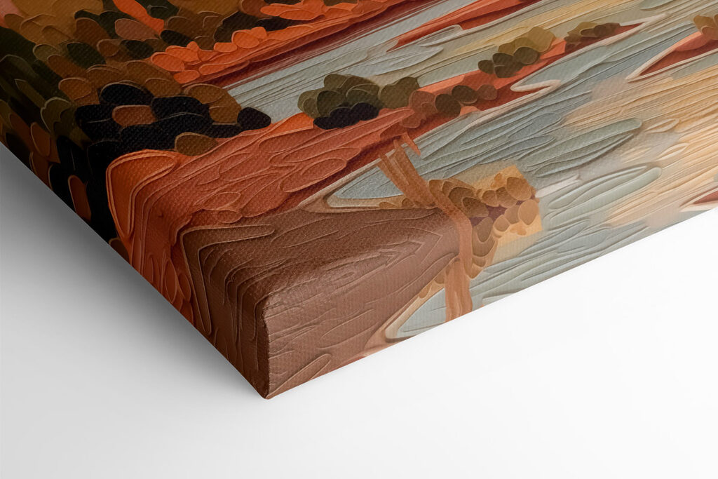 Painting of a river and trees