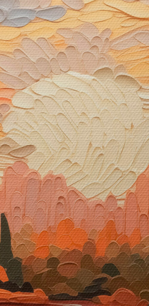 Painting of a river and trees