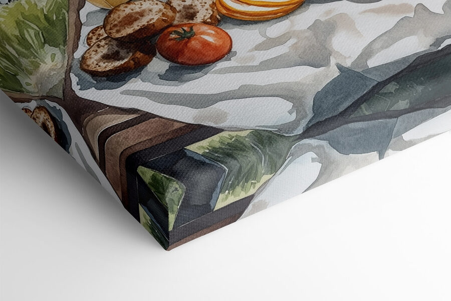 Nourriture sur une table au bord d'un lac