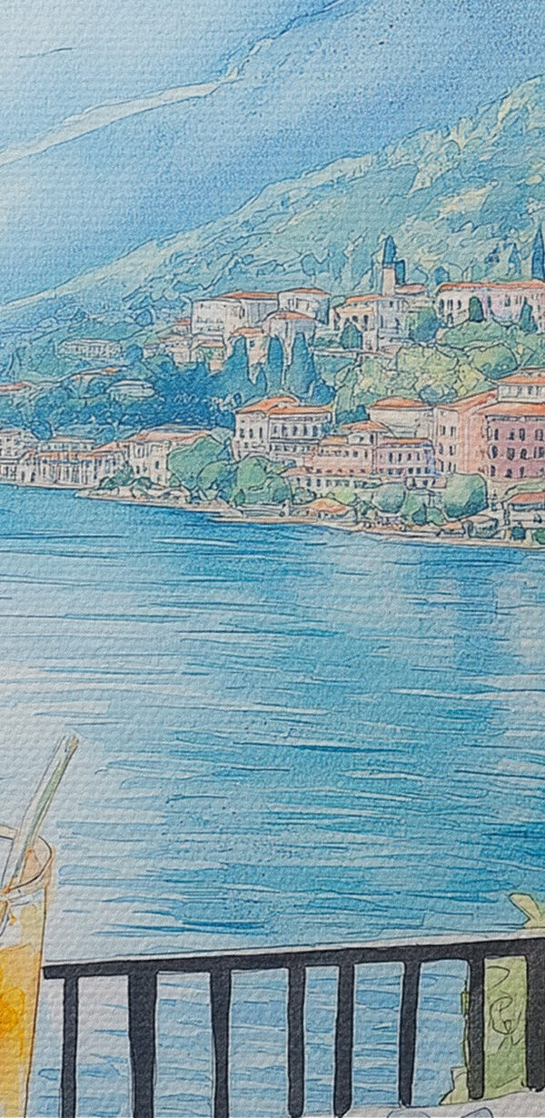 Peinture à l'aquarelle d'une pizza et de boissons sur une table Peinture à l'aquarelle d'une pizza et de boissons sur une table