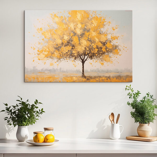 Peinture d'un arbre aux feuilles jaunes Peinture d'un arbre aux feuilles jaunes