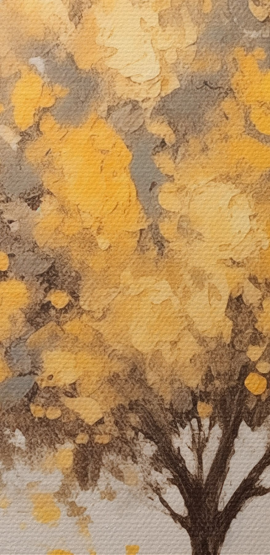 Peinture d'un arbre aux feuilles jaunes