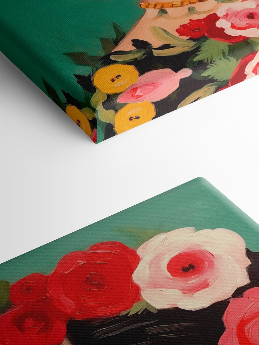 Peinture d'une femme avec des fleurs dans les cheveux