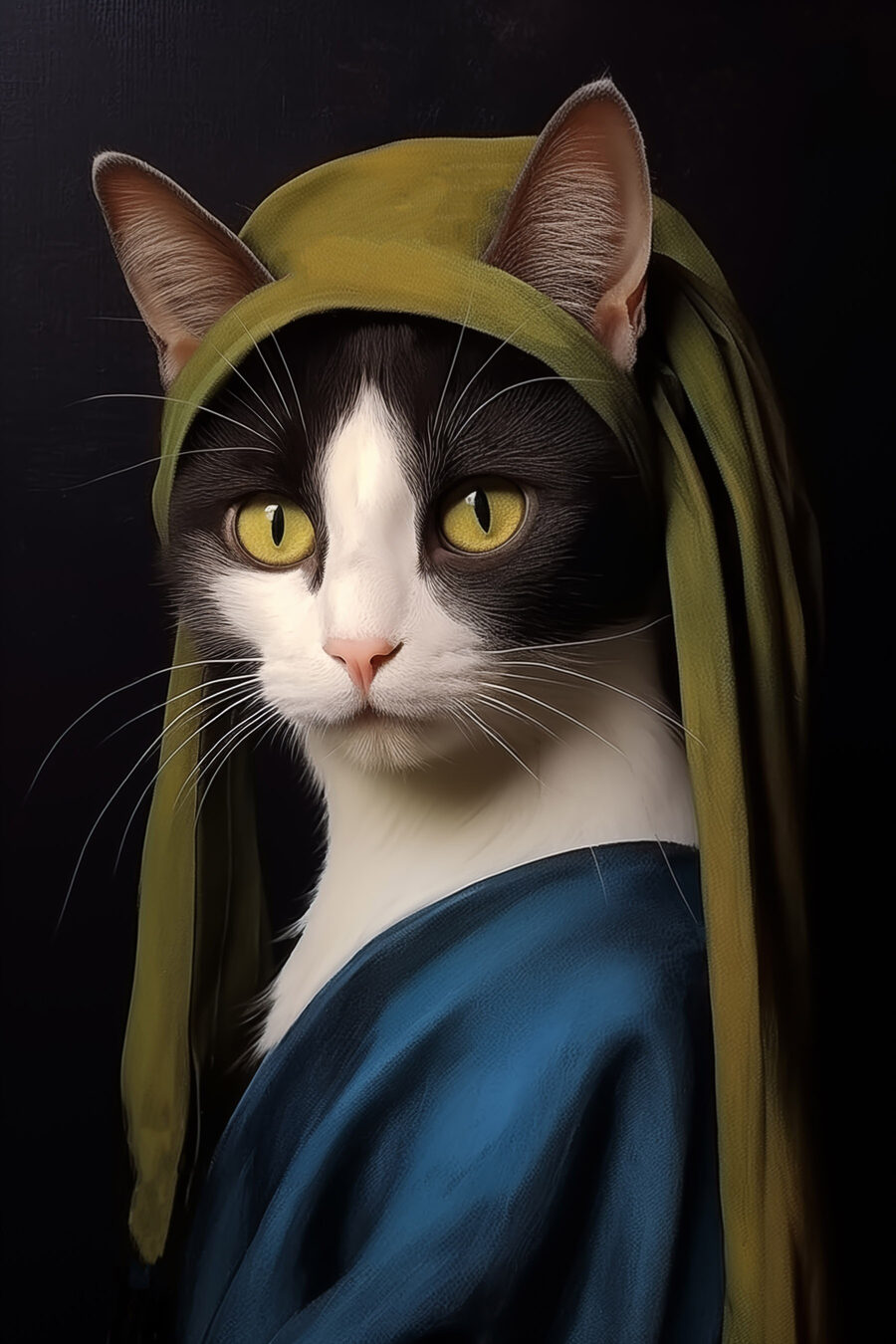 Chat portant un chapeau vert