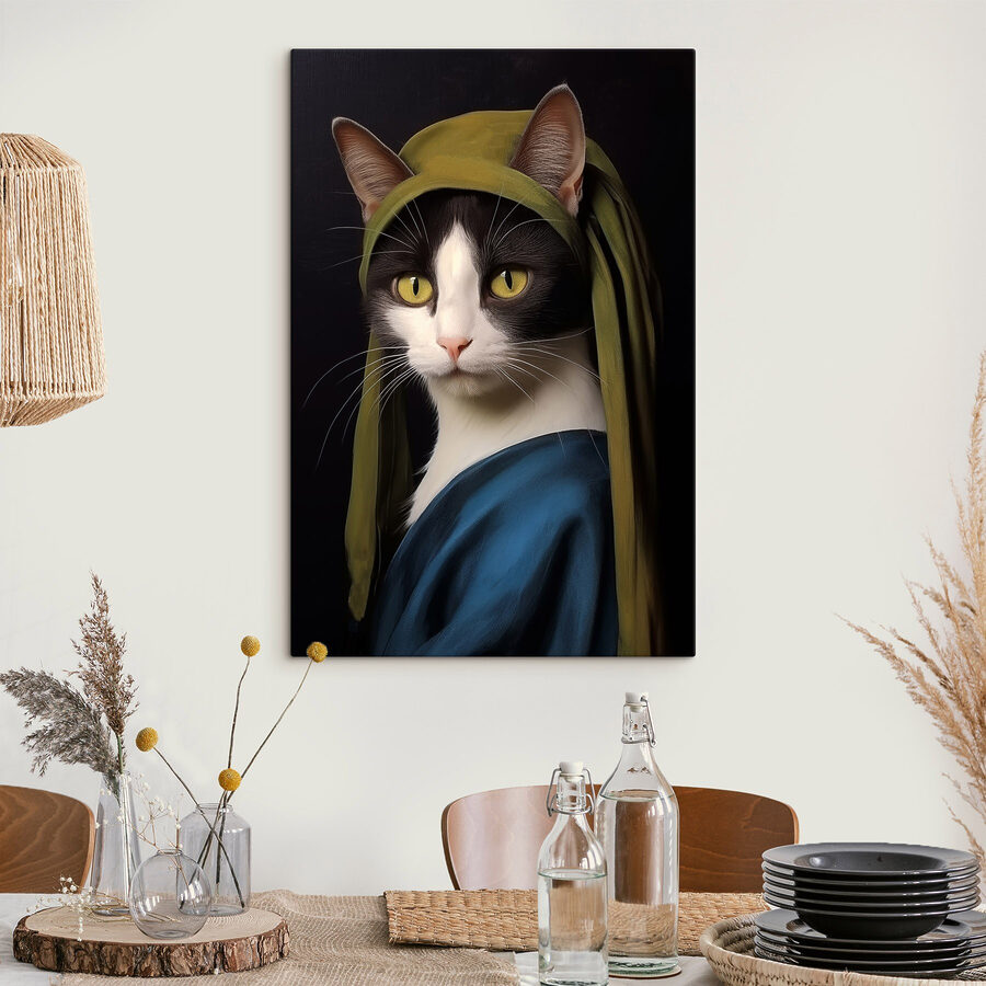 Chat portant un chapeau vert