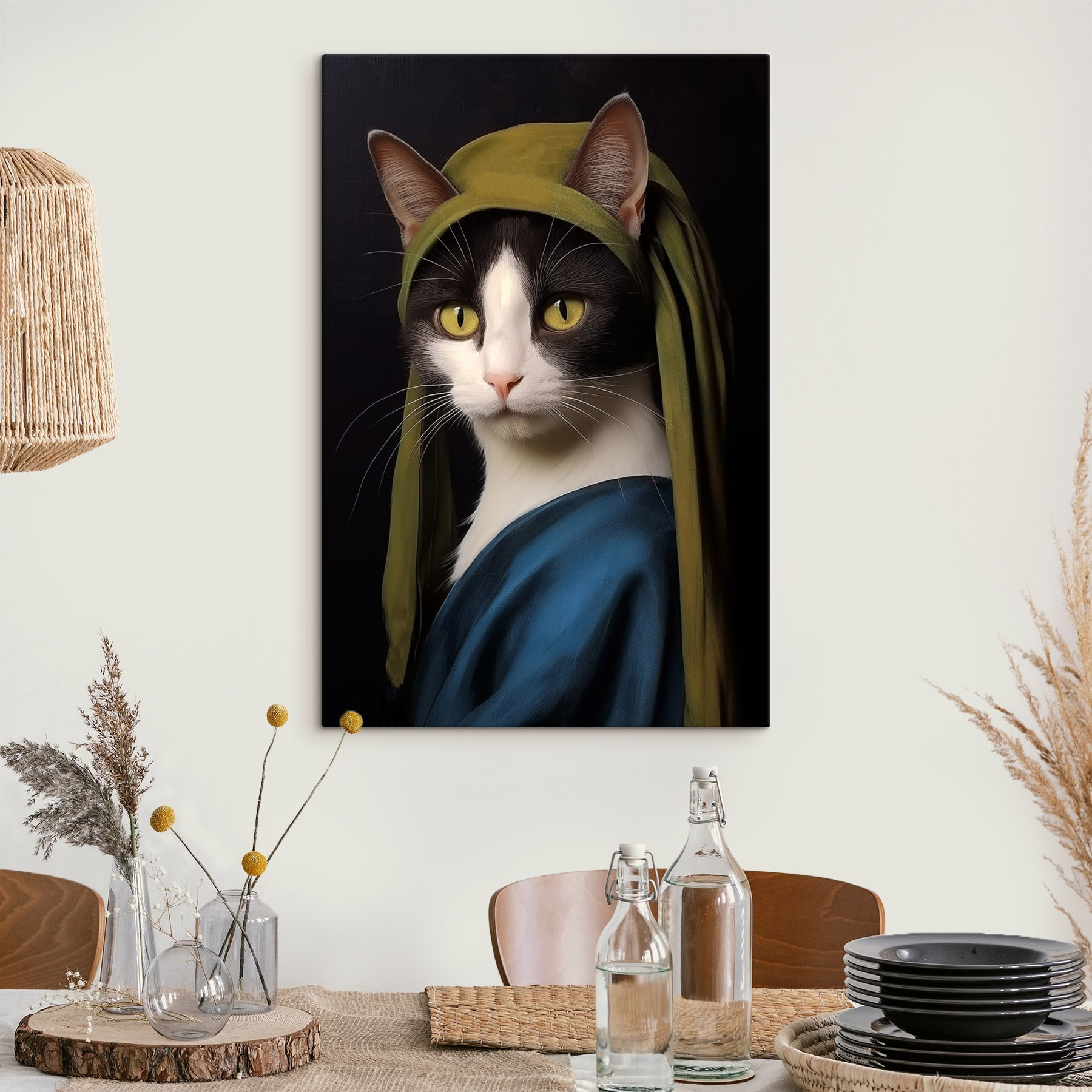 Cat wearing a green hat