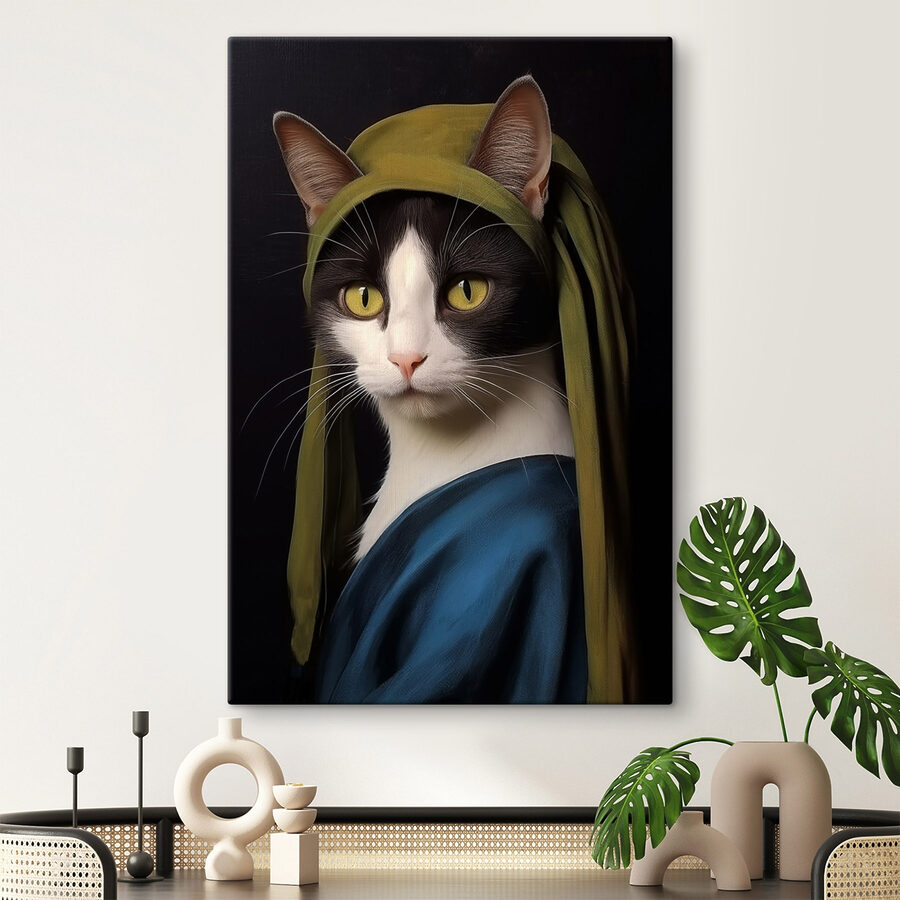 Chat portant un chapeau vert
