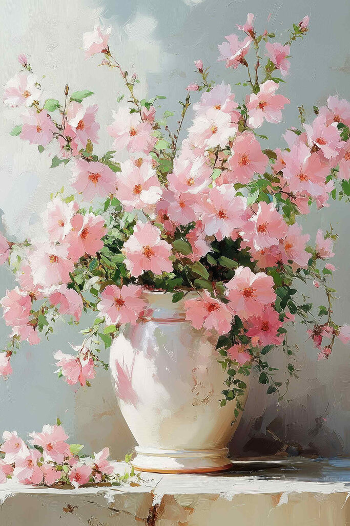 Vase with pink flowers