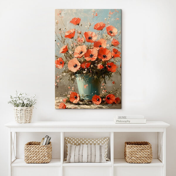Peinture de fleurs dans un vase bleu Peinture de fleurs dans un vase bleu