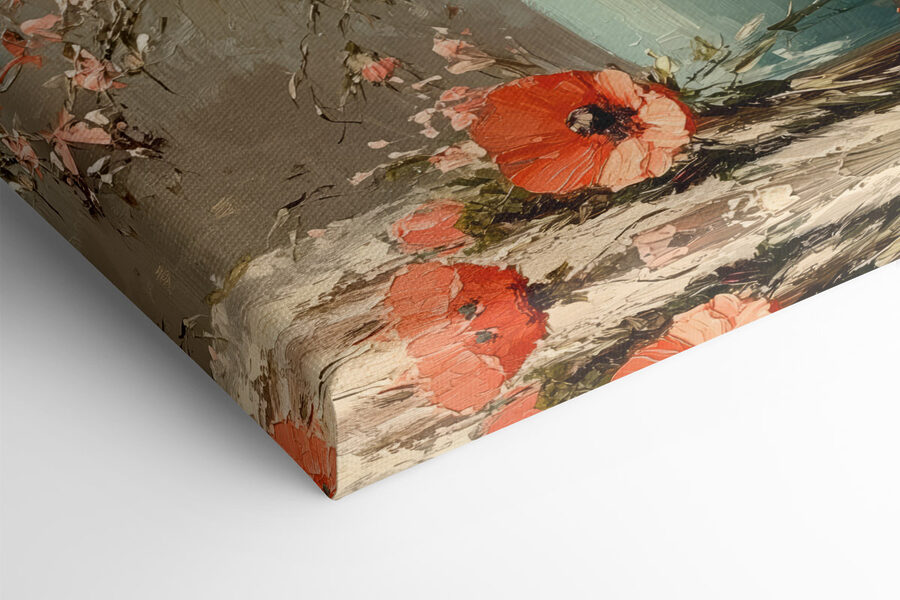 Peinture de fleurs dans un vase bleu