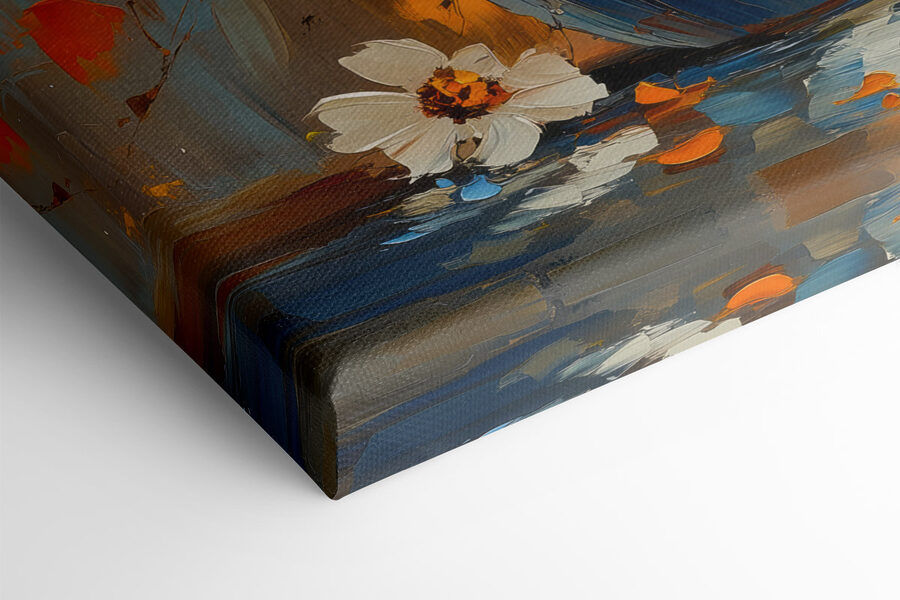 Peinture de fleurs dans un vase bleu Peinture de fleurs dans un vase bleu