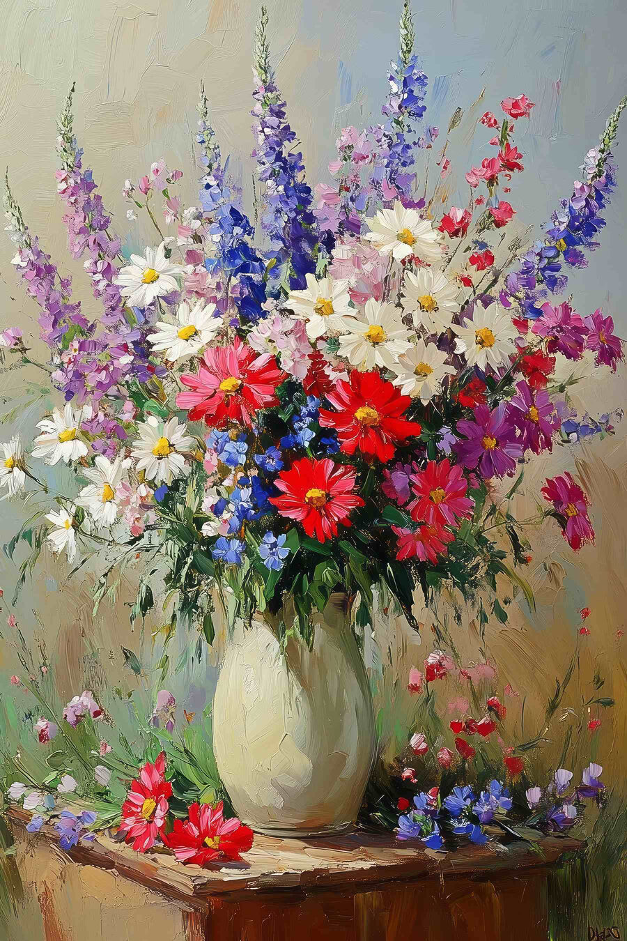 Peinture d'un vase de fleurs Peinture d'un vase de fleurs