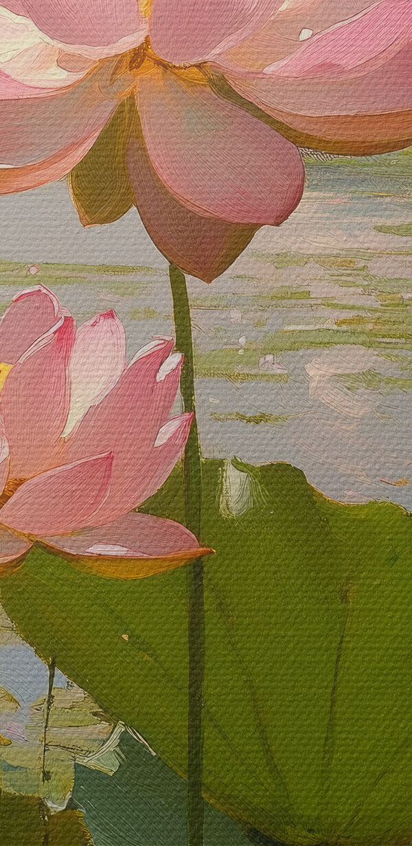 Fleurs roses sur un lac Fleurs roses sur un lac