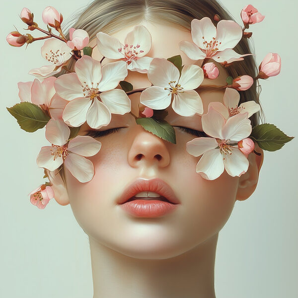 Femme avec des fleurs sur le visage Femme avec des fleurs sur le visage