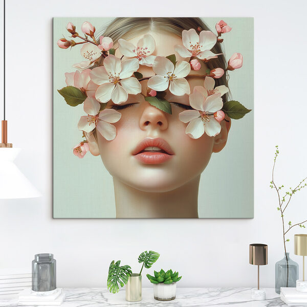 Femme avec des fleurs sur le visage Femme avec des fleurs sur le visage