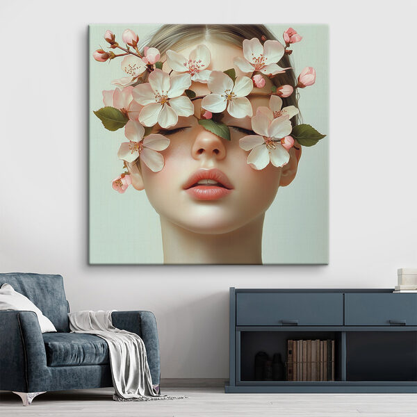 Femme avec des fleurs sur le visage Femme avec des fleurs sur le visage
