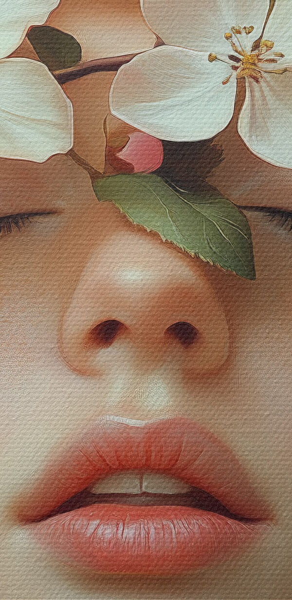 Femme avec des fleurs sur le visage Femme avec des fleurs sur le visage
