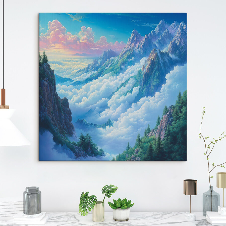 Chaîne de montagnes avec nuages et arbres Chaîne de montagnes avec nuages et arbres